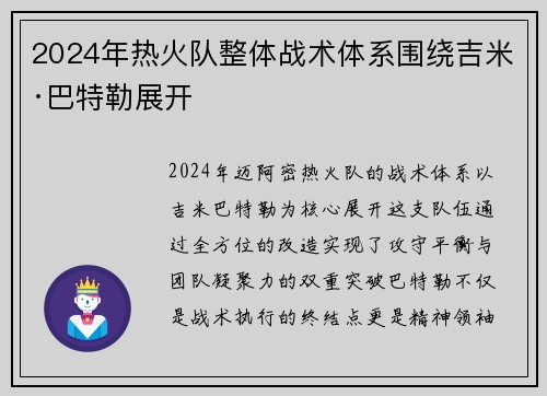 2024年热火队整体战术体系围绕吉米·巴特勒展开